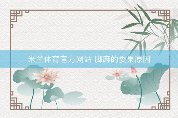 米兰体育官方网站 脚麻的委果原因